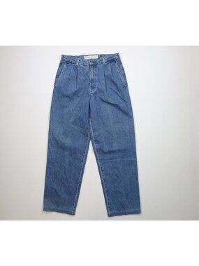 Vintage 90s Dockers Pleated Relaxed Fit Tapered Leg Denim Jeans Mens 32x31 Blue